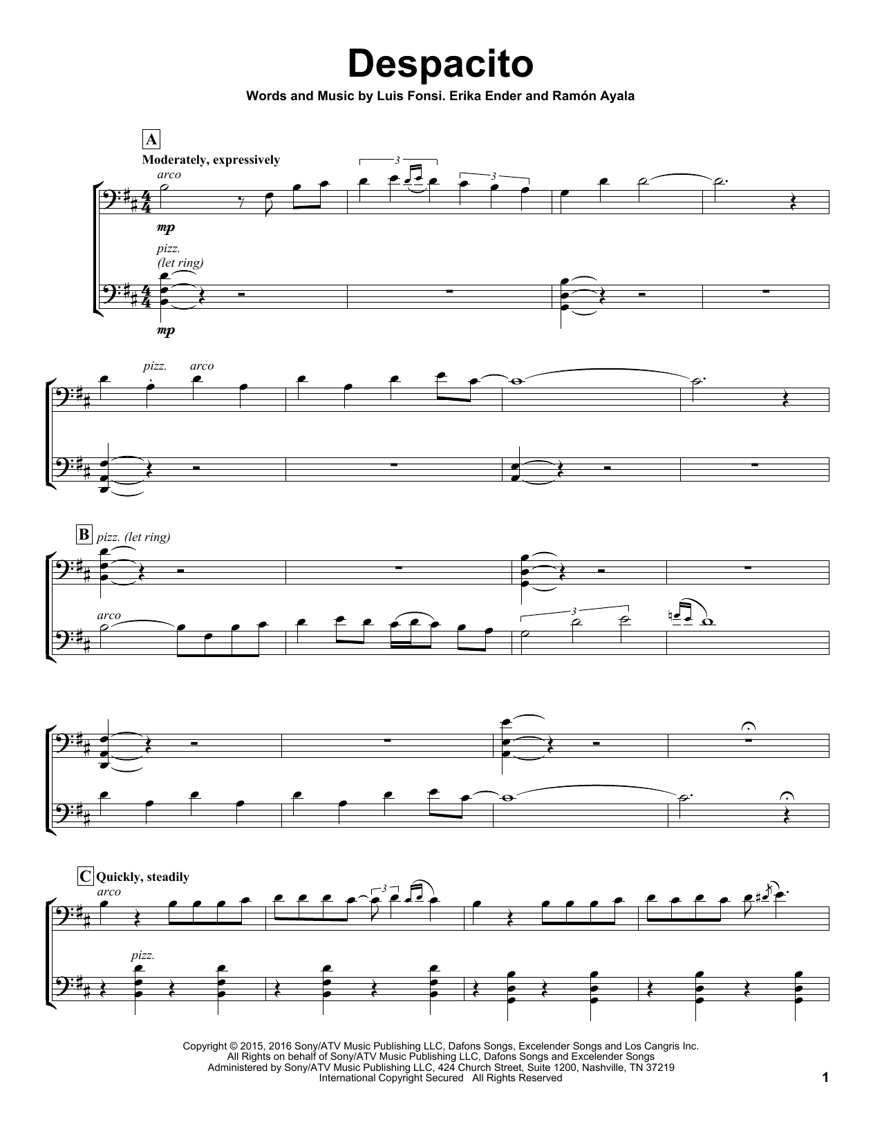 2cellos Despacito Sheet Music Pdf Notes Chords Classical Score Cello Duet Download