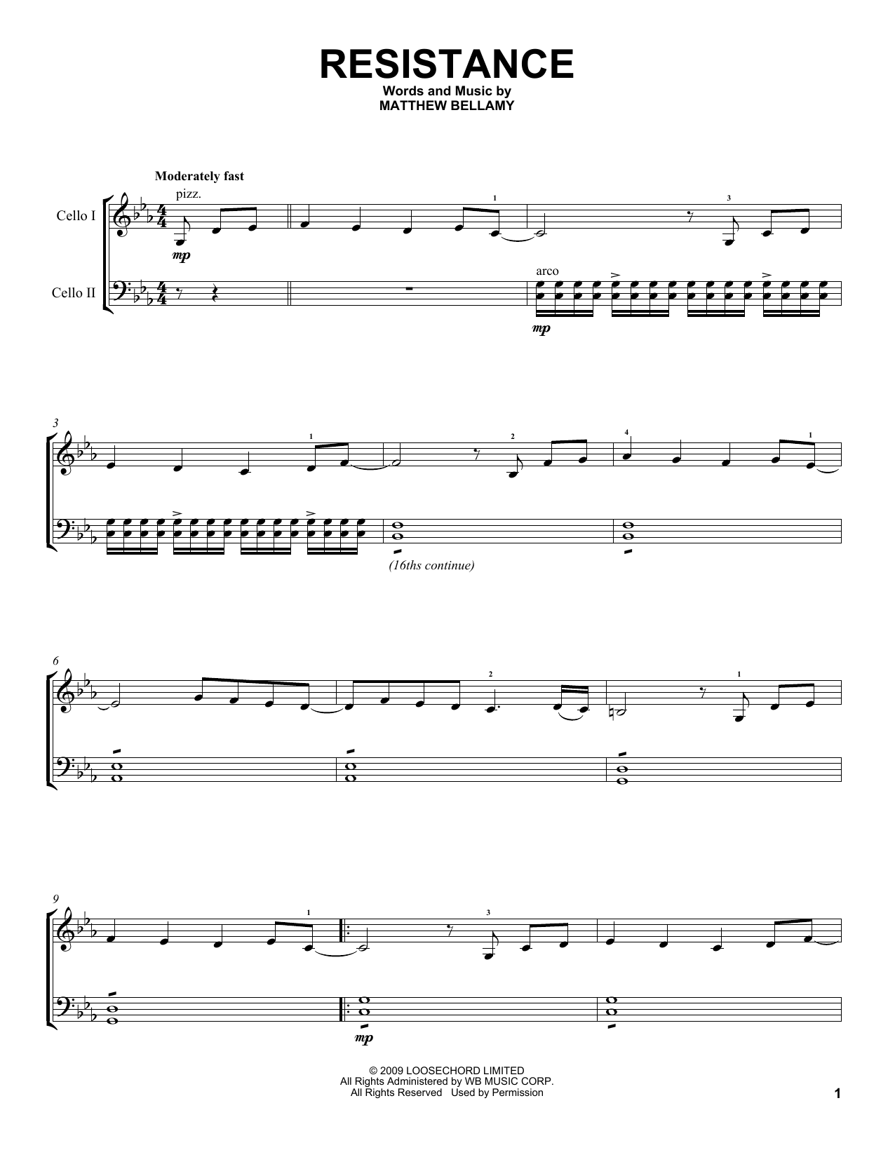 2Cellos Resistance sheet music notes and chords. Download Printable PDF.