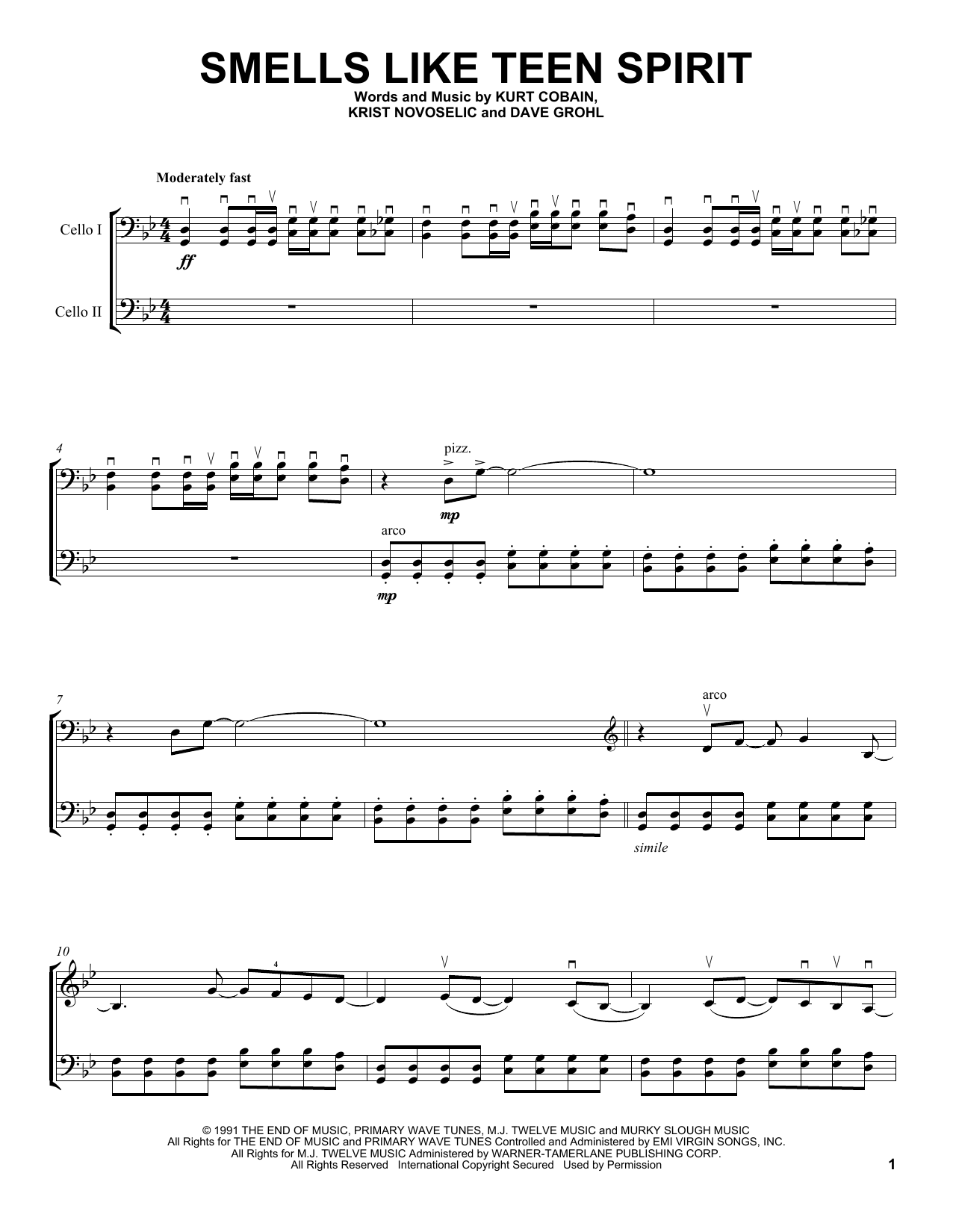 2Cellos Smells Like Teen Spirit sheet music notes and chords. Download Printable PDF.