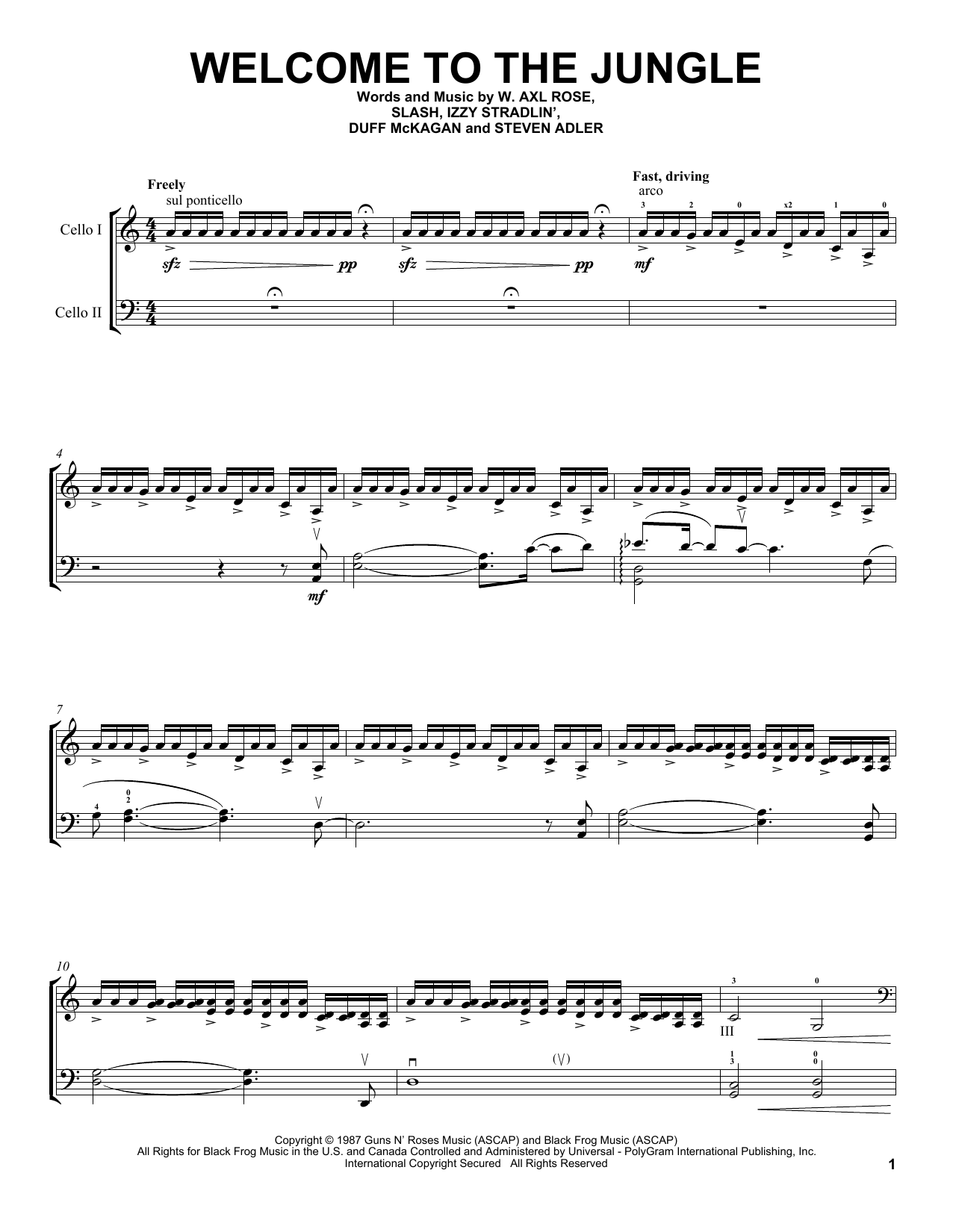 2Cellos Welcome To The Jungle sheet music notes and chords. Download Printable PDF.