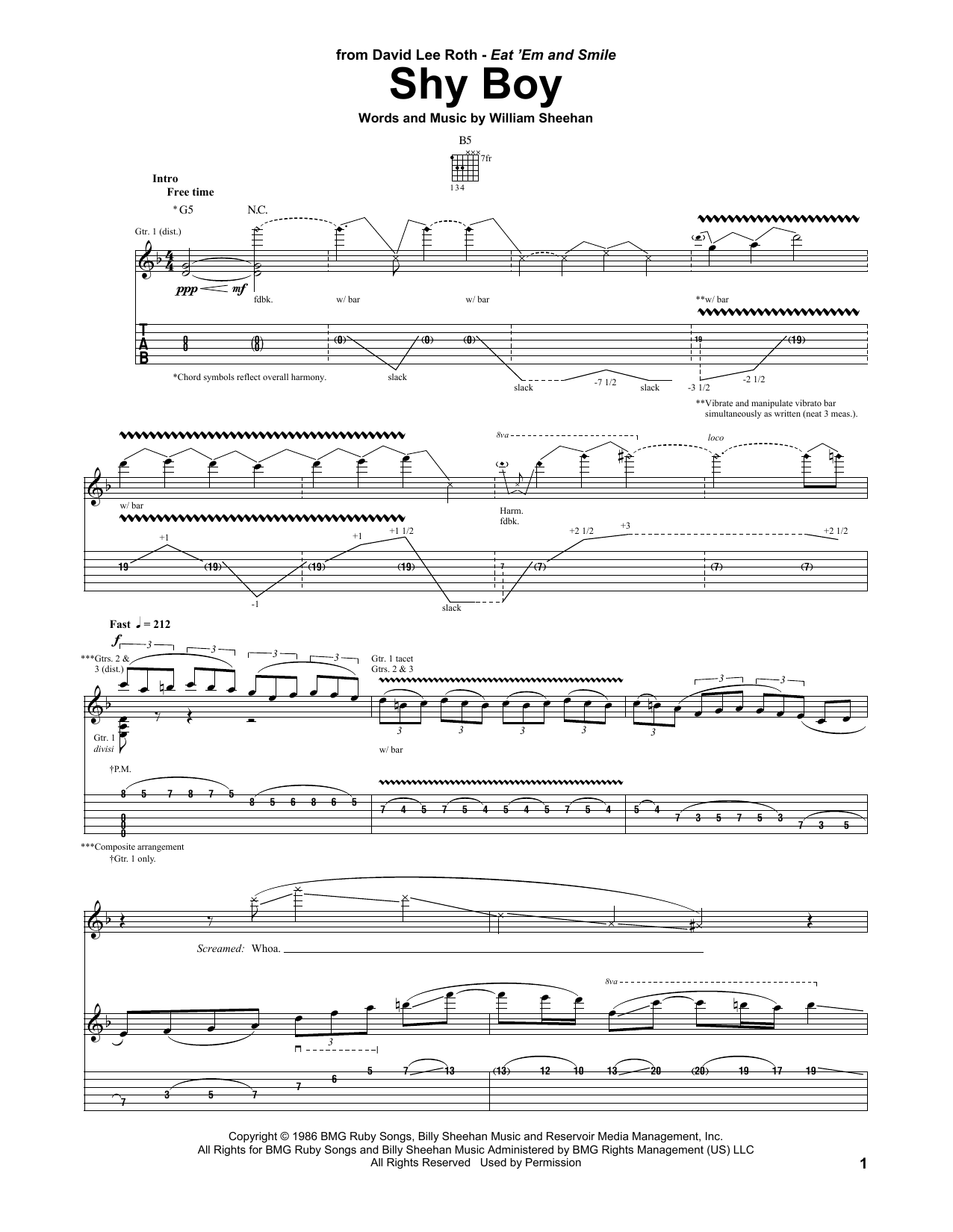 Preview David Lee Roth Shy Boy Pop sheet music, notes and chords for Guitar Tab, SKU: 31550 sheet music, piano notes, chords, guitar tabs, score, transpose, transcribe, how to play, guide, download, learn, tutorial, progression, song, artist, awards, billboard, mtv, vh1, tour, single, album, release