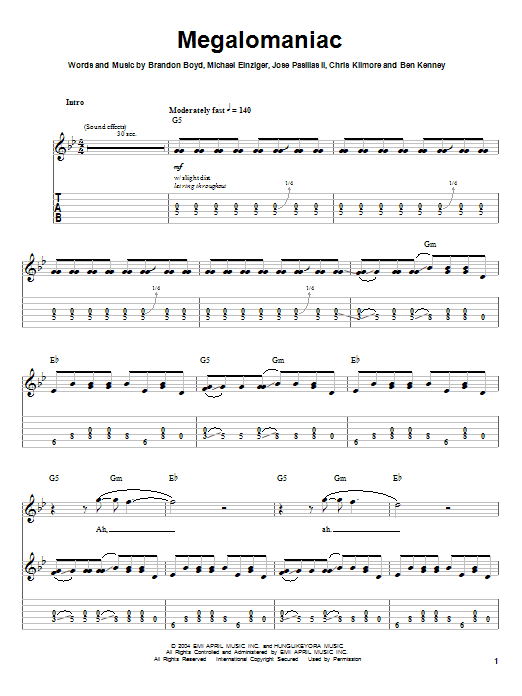 Preview Incubus Megalomaniac Pop sheet music, notes and chords for Easy Guitar Tab, SKU: 31560 sheet music, piano notes, chords, guitar tabs, score, transpose, transcribe, how to play, guide, download, learn, tutorial, progression, song, artist, awards, billboard, mtv, vh1, tour, single, album, release
