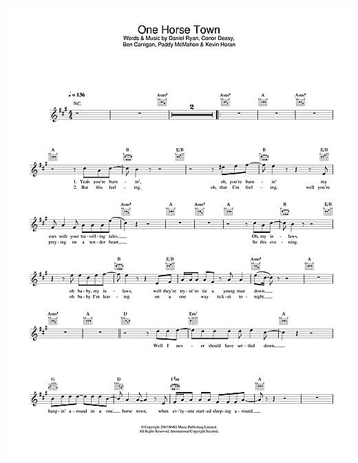Preview The Thrills One Horse Town Rock sheet music, notes and chords for Melody Line, Lyrics & Chords, SKU: 31607 sheet music, piano notes, chords, guitar tabs, score, transpose, transcribe, how to play, guide, download, learn, tutorial, progression, song, artist, awards, billboard, mtv, vh1, tour, single, album, release