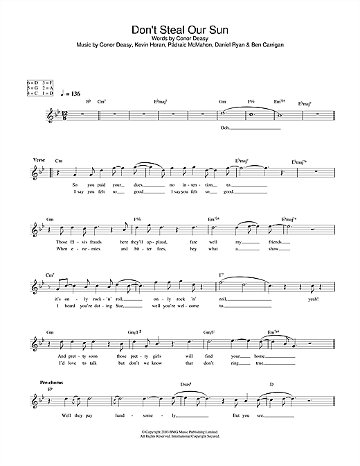 Preview The Thrills Don't Steal Our Sun Rock sheet music, notes and chords for Melody Line, Lyrics & Chords, SKU: 31611 sheet music, piano notes, chords, guitar tabs, score, transpose, transcribe, how to play, guide, download, learn, tutorial, progression, song, artist, awards, billboard, mtv, vh1, tour, single, album, release