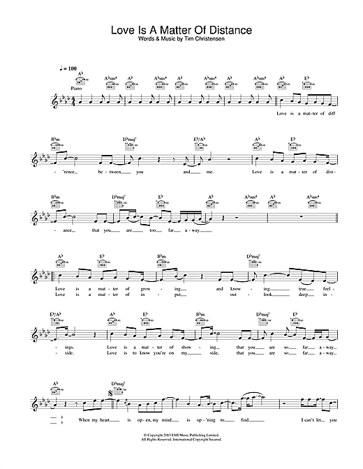Preview Will Young Love Is A Matter Of Distance Pop sheet music, notes and chords for Melody Line, Lyrics & Chords, SKU: 31628 sheet music, piano notes, chords, guitar tabs, score, transpose, transcribe, how to play, guide, download, learn, tutorial, progression, song, artist, awards, billboard, mtv, vh1, tour, single, album, release