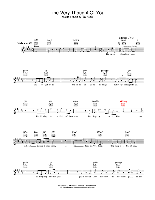 Preview Rod Stewart The Very Thought Of You Pop sheet music, notes and chords for Melody Line, Lyrics & Chords, SKU: 31647 sheet music, piano notes, chords, guitar tabs, score, transpose, transcribe, how to play, guide, download, learn, tutorial, progression, song, artist, awards, billboard, mtv, vh1, tour, single, album, release