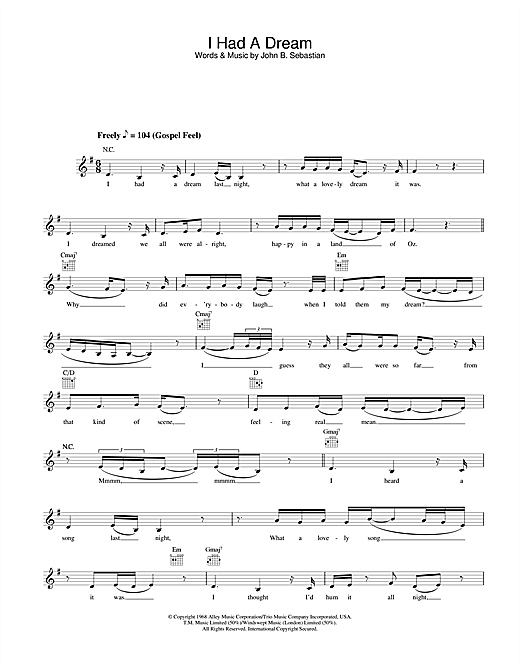 Preview Joss Stone I Had A Dream R & B sheet music, notes and chords for Melody Line, Lyrics & Chords, SKU: 31683 sheet music, piano notes, chords, guitar tabs, score, transpose, transcribe, how to play, guide, download, learn, tutorial, progression, song, artist, awards, billboard, mtv, vh1, tour, single, album, release