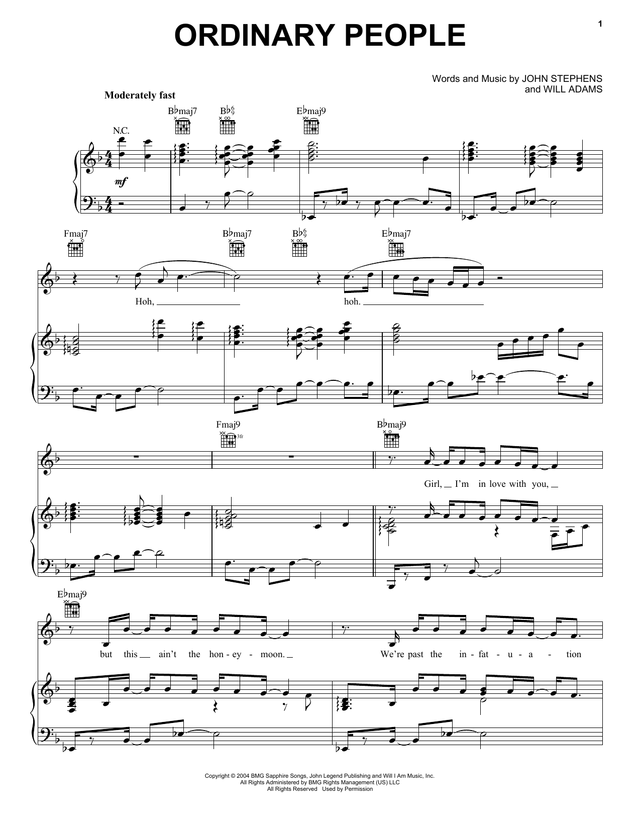 Preview John Legend Ordinary People Ballad sheet music, notes and chords for Piano, Vocal & Guitar (Right-Hand Melody), SKU: 31711 sheet music, piano notes, chords, guitar tabs, score, transpose, transcribe, how to play, guide, download, learn, tutorial, progression, song, artist, awards, billboard, mtv, vh1, tour, single, album, release