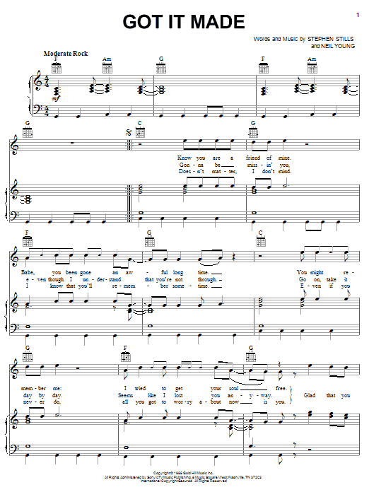 Preview Crosby, Stills & Nash Got It Made Pop sheet music, notes and chords for Piano, Vocal & Guitar (Right-Hand Melody), SKU: 31728 sheet music, piano notes, chords, guitar tabs, score, transpose, transcribe, how to play, guide, download, learn, tutorial, progression, song, artist, awards, billboard, mtv, vh1, tour, single, album, release
