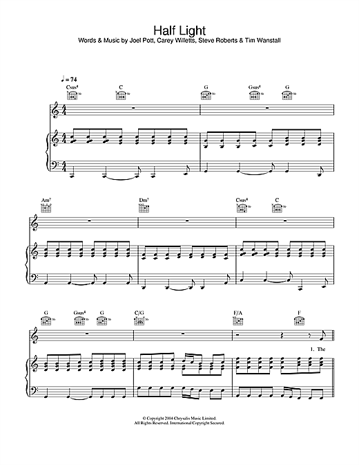 Preview Athlete Half Light Rock sheet music, notes and chords for Piano, Vocal & Guitar, SKU: 31762 sheet music, piano notes, chords, guitar tabs, score, transpose, transcribe, how to play, guide, download, learn, tutorial, progression, song, artist, awards, billboard, mtv, vh1, tour, single, album, release