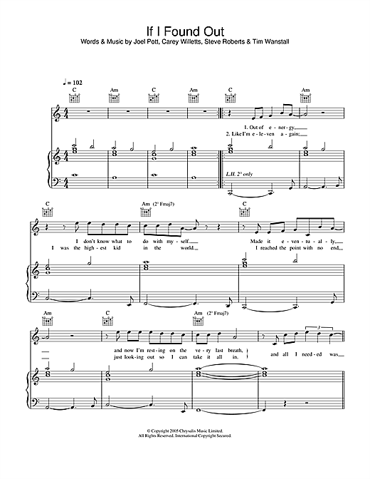 Preview Athlete If I Found Out Rock sheet music, notes and chords for Piano, Vocal & Guitar, SKU: 31765 sheet music, piano notes, chords, guitar tabs, score, transpose, transcribe, how to play, guide, download, learn, tutorial, progression, song, artist, awards, billboard, mtv, vh1, tour, single, album, release