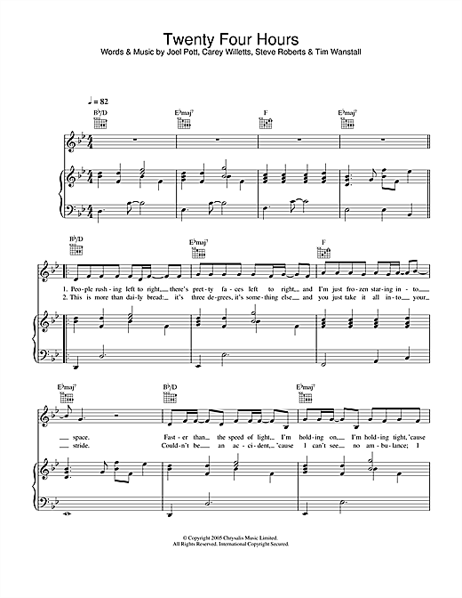 Preview Athlete Twenty Four Hours Rock sheet music, notes and chords for Piano, Vocal & Guitar, SKU: 31769 sheet music, piano notes, chords, guitar tabs, score, transpose, transcribe, how to play, guide, download, learn, tutorial, progression, song, artist, awards, billboard, mtv, vh1, tour, single, album, release