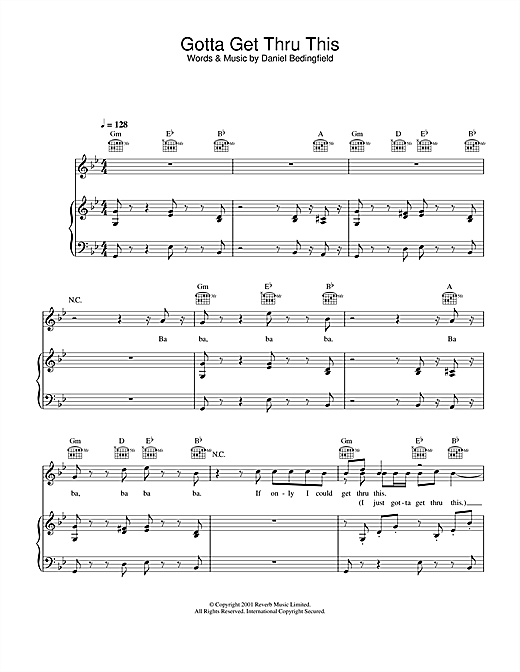 Preview Daniel Bedingfield Gotta Get Thru This Dance sheet music, notes and chords for Piano, Vocal & Guitar, SKU: 31772 sheet music, piano notes, chords, guitar tabs, score, transpose, transcribe, how to play, guide, download, learn, tutorial, progression, song, artist, awards, billboard, mtv, vh1, tour, single, album, release