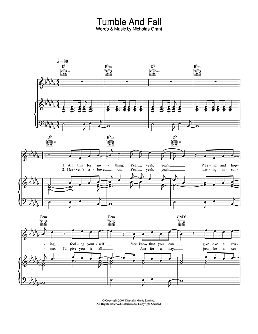 Preview Feeder Tumble And Fall Rock sheet music, notes and chords for Piano, Vocal & Guitar (Right-Hand Melody), SKU: 31790 sheet music, piano notes, chords, guitar tabs, score, transpose, transcribe, how to play, guide, download, learn, tutorial, progression, song, artist, awards, billboard, mtv, vh1, tour, single, album, release