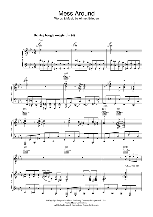 Preview Ray Charles Mess Around Soul sheet music, notes and chords for Piano, Vocal & Guitar, SKU: 31803 sheet music, piano notes, chords, guitar tabs, score, transpose, transcribe, how to play, guide, download, learn, tutorial, progression, song, artist, awards, billboard, mtv, vh1, tour, single, album, release