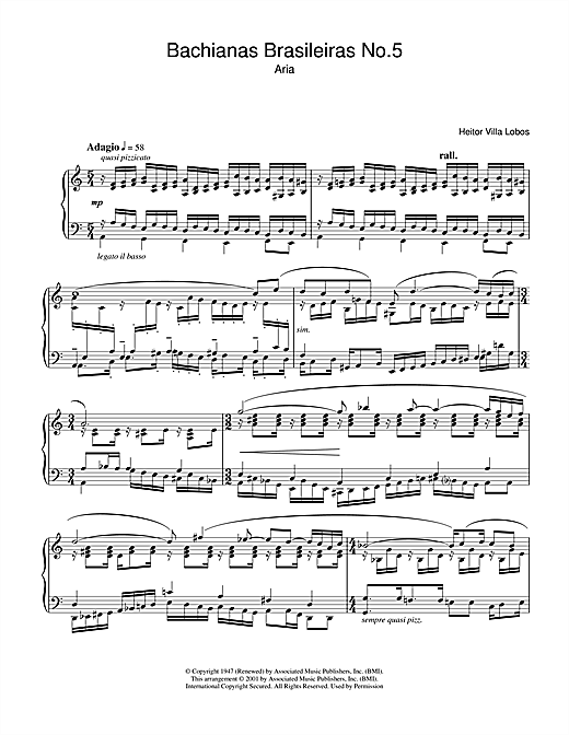 Preview Heitor Villa-Lobos Bachianas Brasileiras No.5 Classical sheet music, notes and chords for Piano, SKU: 31830 sheet music, piano notes, chords, guitar tabs, score, transpose, transcribe, how to play, guide, download, learn, tutorial, progression, song, artist, awards, billboard, mtv, vh1, tour, single, album, release