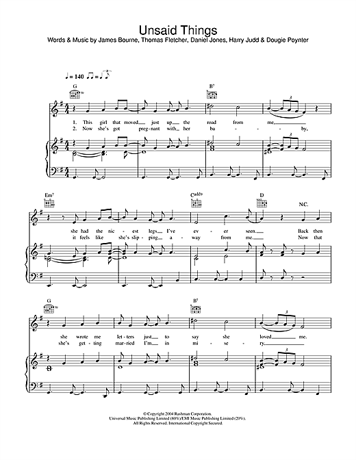 Preview McFly Unsaid Things Pop sheet music, notes and chords for Piano, Vocal & Guitar (Right-Hand Melody), SKU: 31852 sheet music, piano notes, chords, guitar tabs, score, transpose, transcribe, how to play, guide, download, learn, tutorial, progression, song, artist, awards, billboard, mtv, vh1, tour, single, album, release