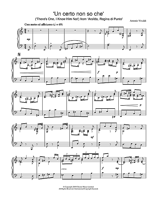 Preview Antonio Vivaldi Un certo non so che (There's One, I Know Him Not) from ‘Arsilda, Regina di Punto' Classical sheet music, notes and chords for Piano, SKU: 31888 sheet music, piano notes, chords, guitar tabs, score, transpose, transcribe, how to play, guide, download, learn, tutorial, progression, song, artist, awards, billboard, mtv, vh1, tour, single, album, release