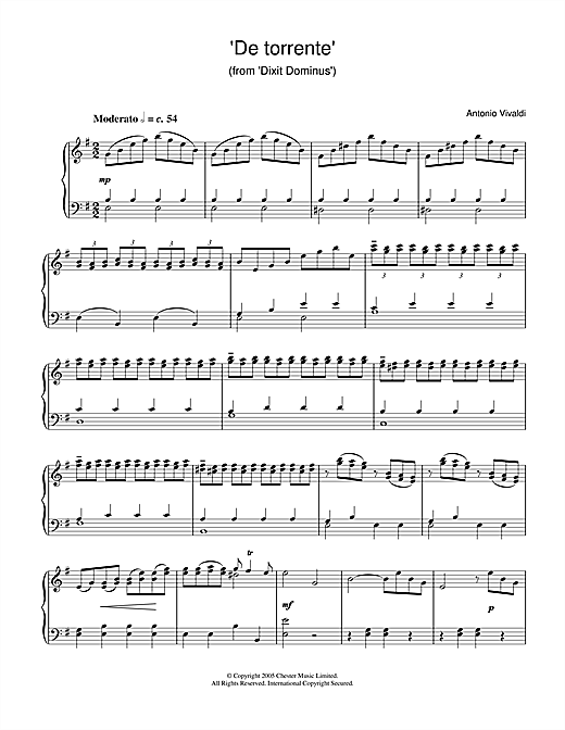Preview Antonio Vivaldi De Torrente (from Dixit Dominus) Classical sheet music, notes and chords for Piano, SKU: 31890 sheet music, piano notes, chords, guitar tabs, score, transpose, transcribe, how to play, guide, download, learn, tutorial, progression, song, artist, awards, billboard, mtv, vh1, tour, single, album, release