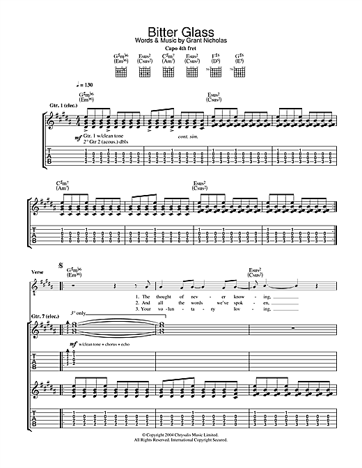 Preview Feeder Bitter Glass Rock sheet music, notes and chords for Guitar Tab, SKU: 31897 sheet music, piano notes, chords, guitar tabs, score, transpose, transcribe, how to play, guide, download, learn, tutorial, progression, song, artist, awards, billboard, mtv, vh1, tour, single, album, release