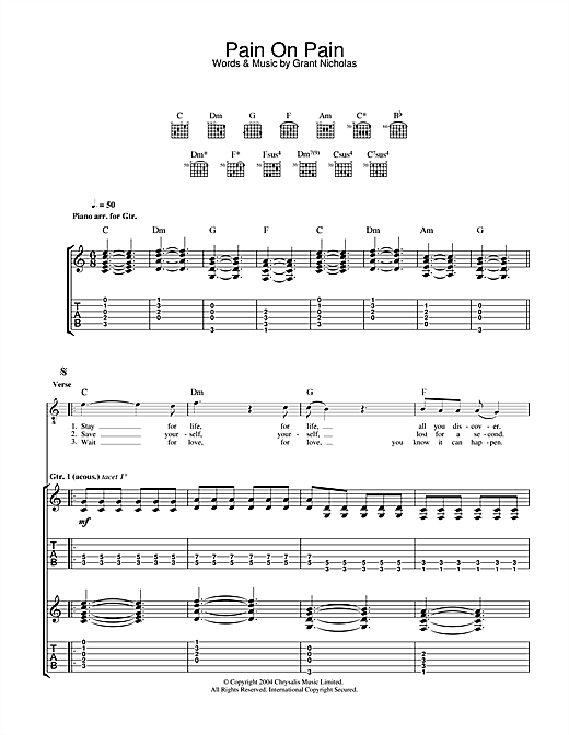 Preview Feeder Pain On Pain Rock sheet music, notes and chords for Guitar Tab, SKU: 31903 sheet music, piano notes, chords, guitar tabs, score, transpose, transcribe, how to play, guide, download, learn, tutorial, progression, song, artist, awards, billboard, mtv, vh1, tour, single, album, release