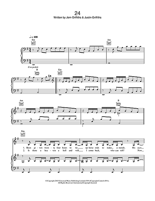 Preview Jem 24 Pop sheet music, notes and chords for Piano, Vocal & Guitar (Right-Hand Melody), SKU: 31921 sheet music, piano notes, chords, guitar tabs, score, transpose, transcribe, how to play, guide, download, learn, tutorial, progression, song, artist, awards, billboard, mtv, vh1, tour, single, album, release