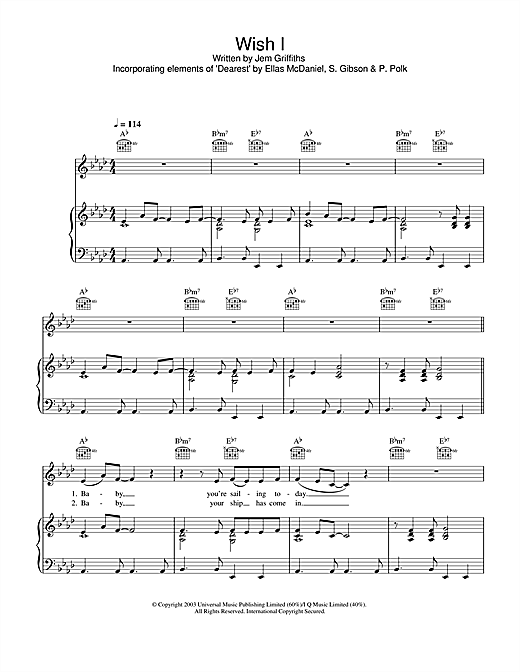Preview Jem Wish I Pop sheet music, notes and chords for Piano, Vocal & Guitar (Right-Hand Melody), SKU: 31923 sheet music, piano notes, chords, guitar tabs, score, transpose, transcribe, how to play, guide, download, learn, tutorial, progression, song, artist, awards, billboard, mtv, vh1, tour, single, album, release