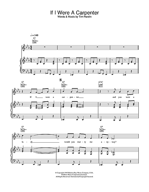 Preview Bobby Darin If I Were A Carpenter Swing sheet music, notes and chords for Piano, Vocal & Guitar (Right-Hand Melody), SKU: 31956 sheet music, piano notes, chords, guitar tabs, score, transpose, transcribe, how to play, guide, download, learn, tutorial, progression, song, artist, awards, billboard, mtv, vh1, tour, single, album, release