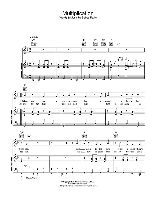 Preview Bobby Darin Multiplication Swing sheet music, notes and chords for Violin, SKU: 31969 sheet music, piano notes, chords, guitar tabs, score, transpose, transcribe, how to play, guide, download, learn, tutorial, progression, song, artist, awards, billboard, mtv, vh1, tour, single, album, release