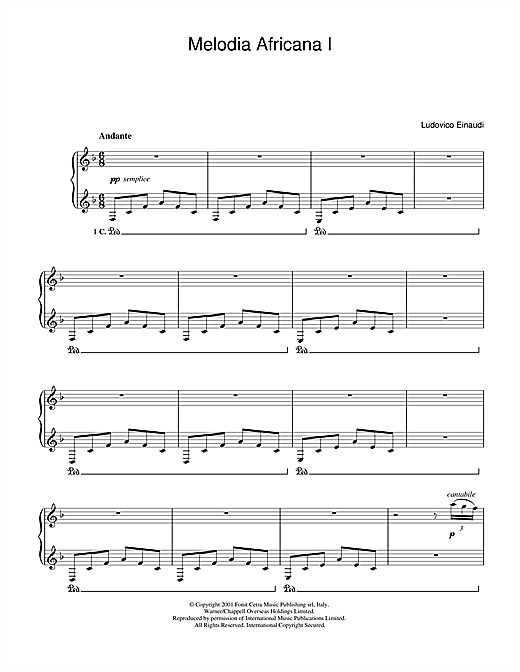 Preview Ludovico Einaudi Melodia Africana I Classical sheet music, notes and chords for Piano, SKU: 31974 sheet music, piano notes, chords, guitar tabs, score, transpose, transcribe, how to play, guide, download, learn, tutorial, progression, song, artist, awards, billboard, mtv, vh1, tour, single, album, release