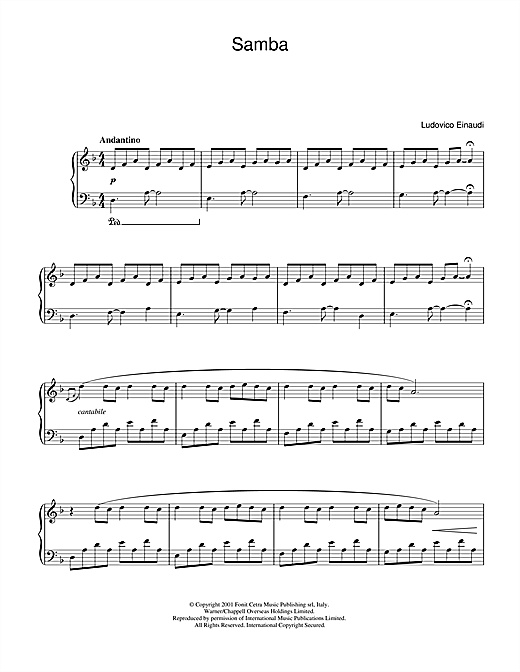 Preview Ludovico Einaudi Samba Classical sheet music, notes and chords for Piano, SKU: 31980 sheet music, piano notes, chords, guitar tabs, score, transpose, transcribe, how to play, guide, download, learn, tutorial, progression, song, artist, awards, billboard, mtv, vh1, tour, single, album, release