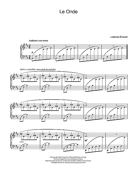 Preview Ludovico Einaudi Le Onde Classical sheet music, notes and chords for Piano, SKU: 31982 sheet music, piano notes, chords, guitar tabs, score, transpose, transcribe, how to play, guide, download, learn, tutorial, progression, song, artist, awards, billboard, mtv, vh1, tour, single, album, release