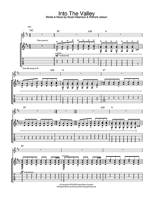 Preview The Skids Into The Valley Punk sheet music, notes and chords for Guitar Tab, SKU: 31993 sheet music, piano notes, chords, guitar tabs, score, transpose, transcribe, how to play, guide, download, learn, tutorial, progression, song, artist, awards, billboard, mtv, vh1, tour, single, album, release