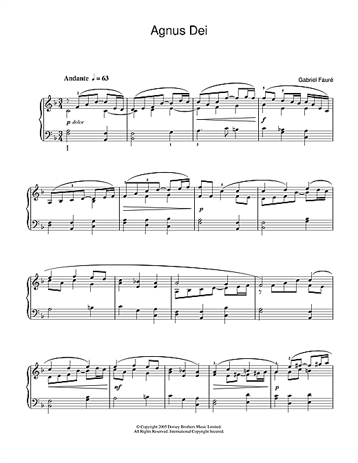 Preview Gabriel Fauré Agnus Dei (from Requiem) Classical sheet music, notes and chords for Piano, SKU: 32049 sheet music, piano notes, chords, guitar tabs, score, transpose, transcribe, how to play, guide, download, learn, tutorial, progression, song, artist, awards, billboard, mtv, vh1, tour, single, album, release