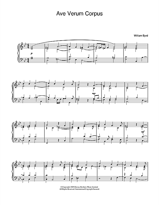 Preview William Byrd Ave Verum Corpus Classical sheet music, notes and chords for Piano, SKU: 32050 sheet music, piano notes, chords, guitar tabs, score, transpose, transcribe, how to play, guide, download, learn, tutorial, progression, song, artist, awards, billboard, mtv, vh1, tour, single, album, release