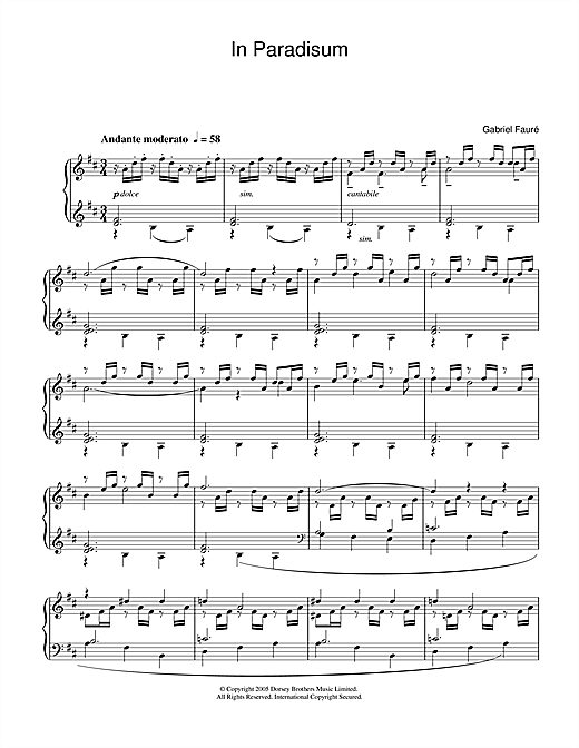 Preview Gabriel Fauré In Paradisum (from Requiem) Classical sheet music, notes and chords for Piano, SKU: 32053 sheet music, piano notes, chords, guitar tabs, score, transpose, transcribe, how to play, guide, download, learn, tutorial, progression, song, artist, awards, billboard, mtv, vh1, tour, single, album, release