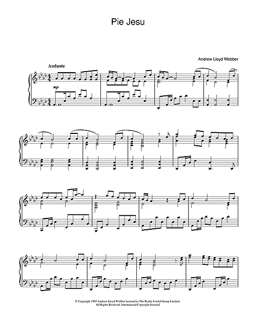 Preview Andrew Lloyd Webber Pie Jesu (from Requiem) Classical sheet music, notes and chords for Piano, SKU: 32058 sheet music, piano notes, chords, guitar tabs, score, transpose, transcribe, how to play, guide, download, learn, tutorial, progression, song, artist, awards, billboard, mtv, vh1, tour, single, album, release