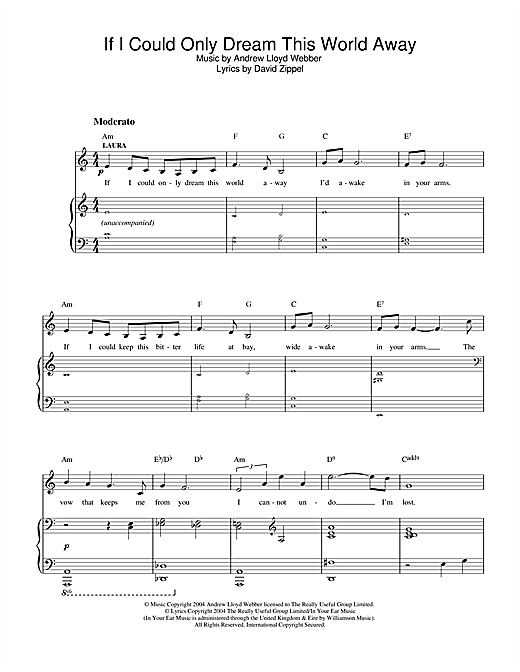 Preview Andrew Lloyd Webber If I Could Only Dream This World Away (from The Woman In White) Musicals sheet music, notes and chords for Piano, Vocal & Guitar, SKU: 32076 sheet music, piano notes, chords, guitar tabs, score, transpose, transcribe, how to play, guide, download, learn, tutorial, progression, song, artist, awards, billboard, mtv, vh1, tour, single, album, release