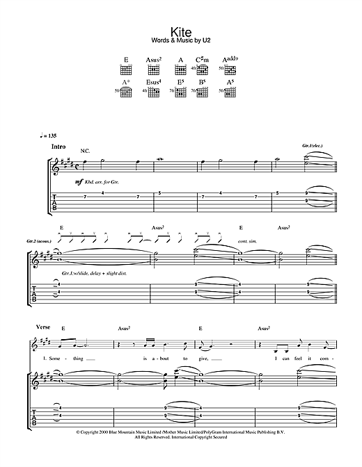 Preview U2 Kite Rock sheet music, notes and chords for Guitar Tab, SKU: 32102 sheet music, piano notes, chords, guitar tabs, score, transpose, transcribe, how to play, guide, download, learn, tutorial, progression, song, artist, awards, billboard, mtv, vh1, tour, single, album, release