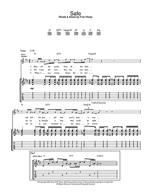 Preview Travis Safe Rock sheet music, notes and chords for Guitar Tab, SKU: 32115 sheet music, piano notes, chords, guitar tabs, score, transpose, transcribe, how to play, guide, download, learn, tutorial, progression, song, artist, awards, billboard, mtv, vh1, tour, single, album, release