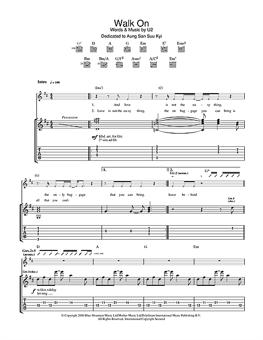 Preview U2 Walk On Rock sheet music, notes and chords for Guitar Tab, SKU: 32127 sheet music, piano notes, chords, guitar tabs, score, transpose, transcribe, how to play, guide, download, learn, tutorial, progression, song, artist, awards, billboard, mtv, vh1, tour, single, album, release
