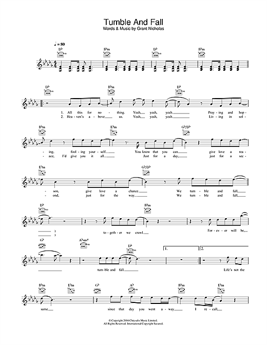 Preview Feeder Tumble And Fall Rock sheet music, notes and chords for Melody Line, Lyrics & Chords, SKU: 32146 sheet music, piano notes, chords, guitar tabs, score, transpose, transcribe, how to play, guide, download, learn, tutorial, progression, song, artist, awards, billboard, mtv, vh1, tour, single, album, release