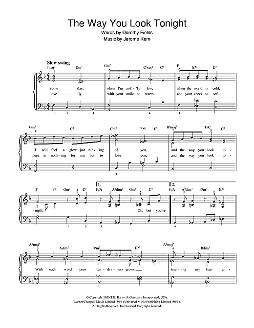 Preview Rod Stewart The Way You Look Tonight Jazz sheet music, notes and chords for Beginner Piano, SKU: 32171 sheet music, piano notes, chords, guitar tabs, score, transpose, transcribe, how to play, guide, download, learn, tutorial, progression, song, artist, awards, billboard, mtv, vh1, tour, single, album, release