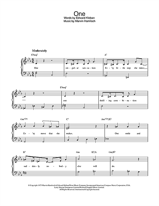 Preview Anita Kerr One (from 'A Chorus Line') Musicals sheet music, notes and chords for Beginner Piano, SKU: 32223 sheet music, piano notes, chords, guitar tabs, score, transpose, transcribe, how to play, guide, download, learn, tutorial, progression, song, artist, awards, billboard, mtv, vh1, tour, single, album, release