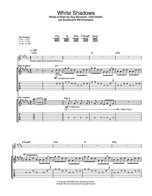 Preview Coldplay White Shadows Pop sheet music, notes and chords for Guitar Tab, SKU: 32266 sheet music, piano notes, chords, guitar tabs, score, transpose, transcribe, how to play, guide, download, learn, tutorial, progression, song, artist, awards, billboard, mtv, vh1, tour, single, album, release