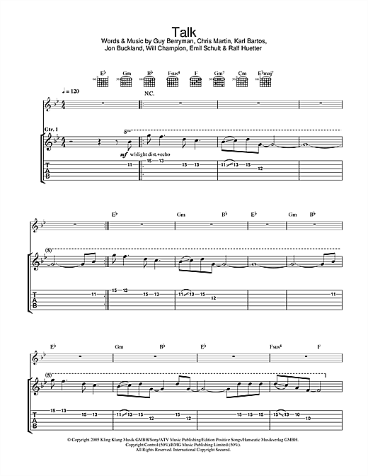 Preview Coldplay Talk Pop sheet music, notes and chords for Guitar Tab, SKU: 32268 sheet music, piano notes, chords, guitar tabs, score, transpose, transcribe, how to play, guide, download, learn, tutorial, progression, song, artist, awards, billboard, mtv, vh1, tour, single, album, release