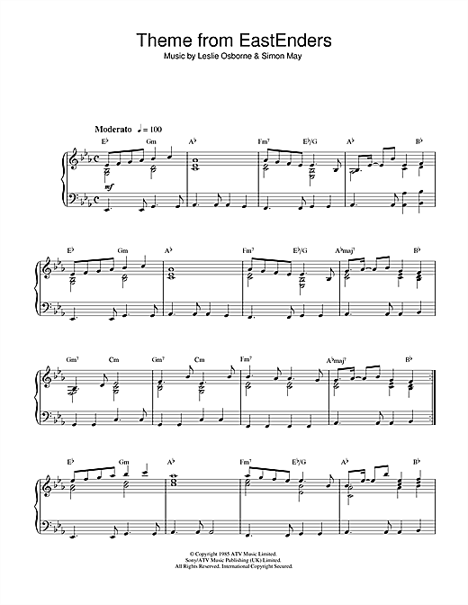 Preview Simon May Theme from EastEnders Film and TV sheet music, notes and chords for Piano, SKU: 32286 sheet music, piano notes, chords, guitar tabs, score, transpose, transcribe, how to play, guide, download, learn, tutorial, progression, song, artist, awards, billboard, mtv, vh1, tour, single, album, release