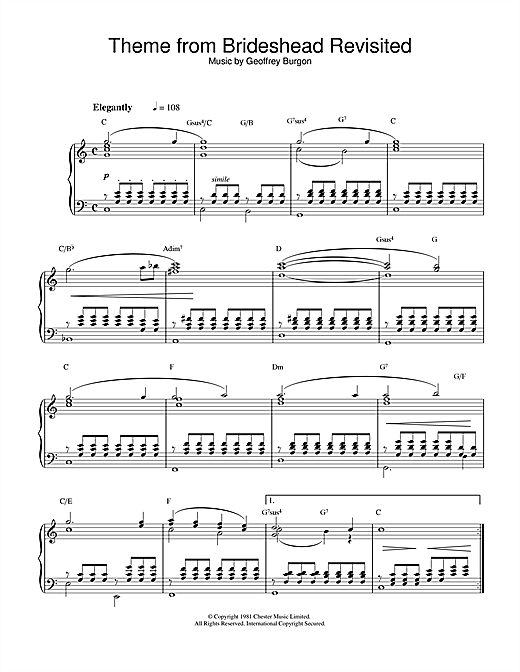 Preview Geoffrey Burgon Brideshead Revisited Film and TV sheet music, notes and chords for Piano, SKU: 32299 sheet music, piano notes, chords, guitar tabs, score, transpose, transcribe, how to play, guide, download, learn, tutorial, progression, song, artist, awards, billboard, mtv, vh1, tour, single, album, release