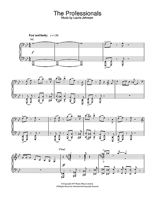 Preview Laurie Johnson Theme from The Professionals Film and TV sheet music, notes and chords for Piano, SKU: 32305 sheet music, piano notes, chords, guitar tabs, score, transpose, transcribe, how to play, guide, download, learn, tutorial, progression, song, artist, awards, billboard, mtv, vh1, tour, single, album, release