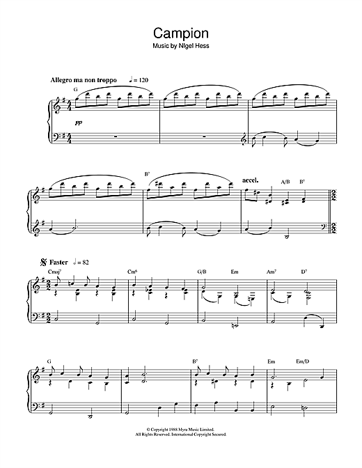 Preview Nigel Hess Campion (Theme from the BBC TV series) Film and TV sheet music, notes and chords for Piano, SKU: 32313 sheet music, piano notes, chords, guitar tabs, score, transpose, transcribe, how to play, guide, download, learn, tutorial, progression, song, artist, awards, billboard, mtv, vh1, tour, single, album, release